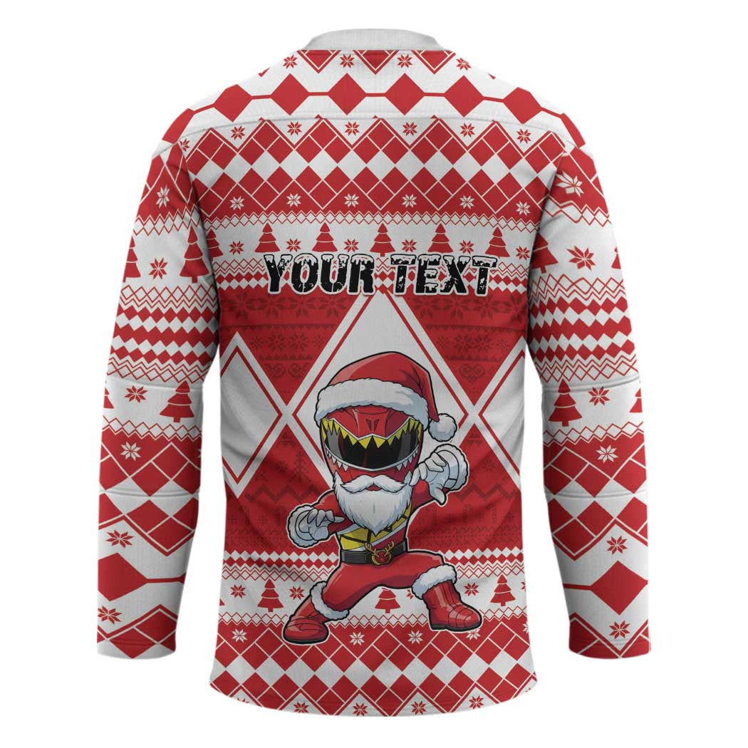Personalized Power Red Ranger Santa Claus Hockey Jersey Funny Christmas - Wonder Print Shop