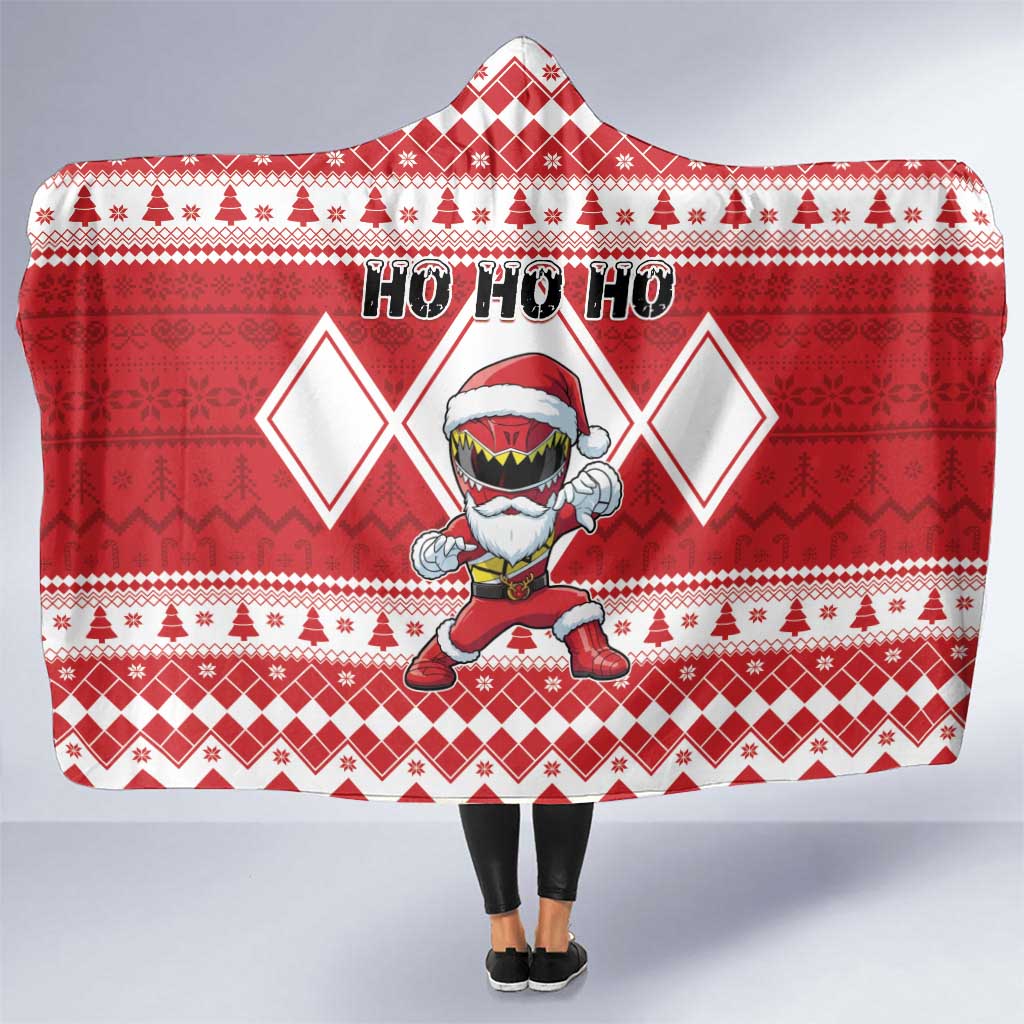 Power Red Ranger Santa Claus Hooded Blanket Funny Christmas - Wonder Print Shop