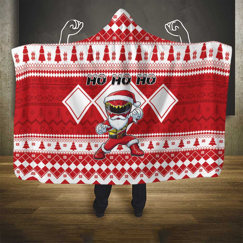 Power Red Ranger Santa Claus Hooded Blanket Funny Christmas - Wonder Print Shop