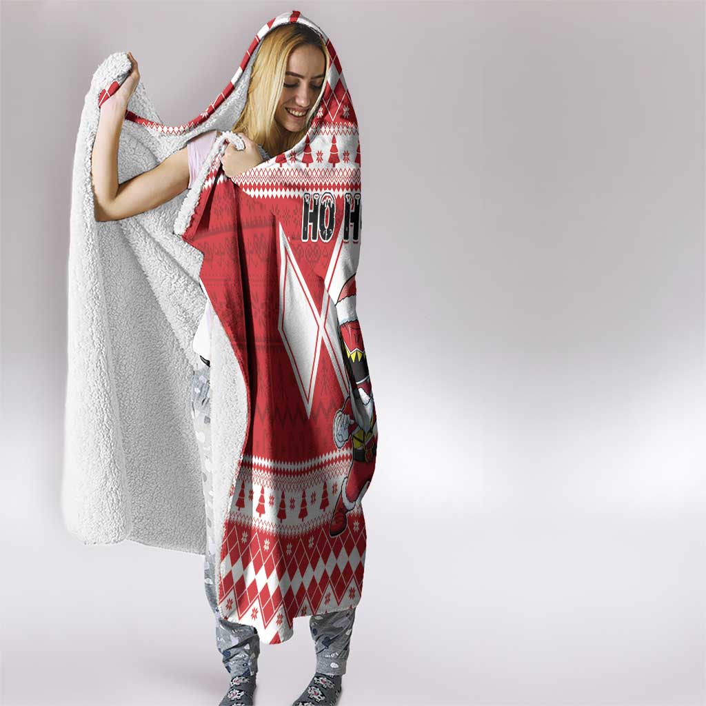 Power Red Ranger Santa Claus Hooded Blanket Funny Christmas - Wonder Print Shop