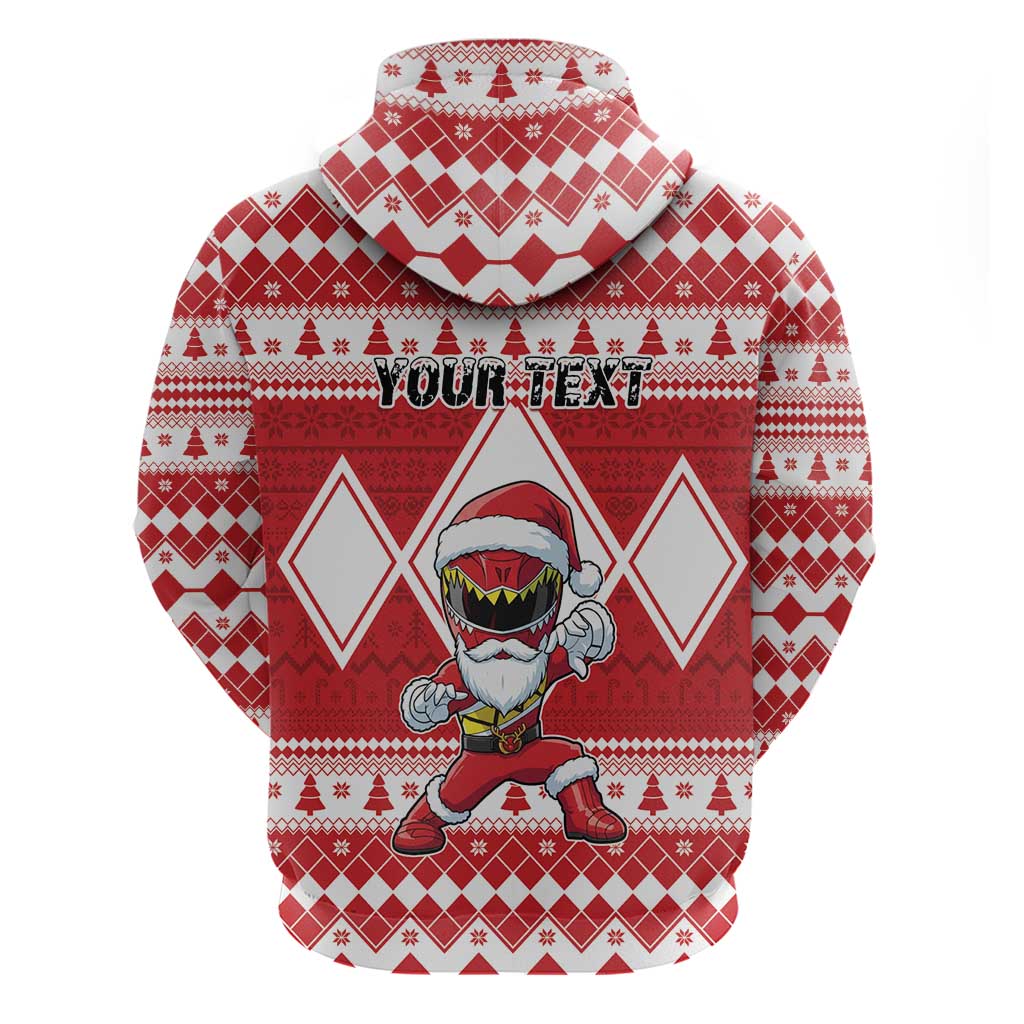 Personalized Power Red Ranger Santa Claus Hoodie Funny Christmas - Wonder Print Shop