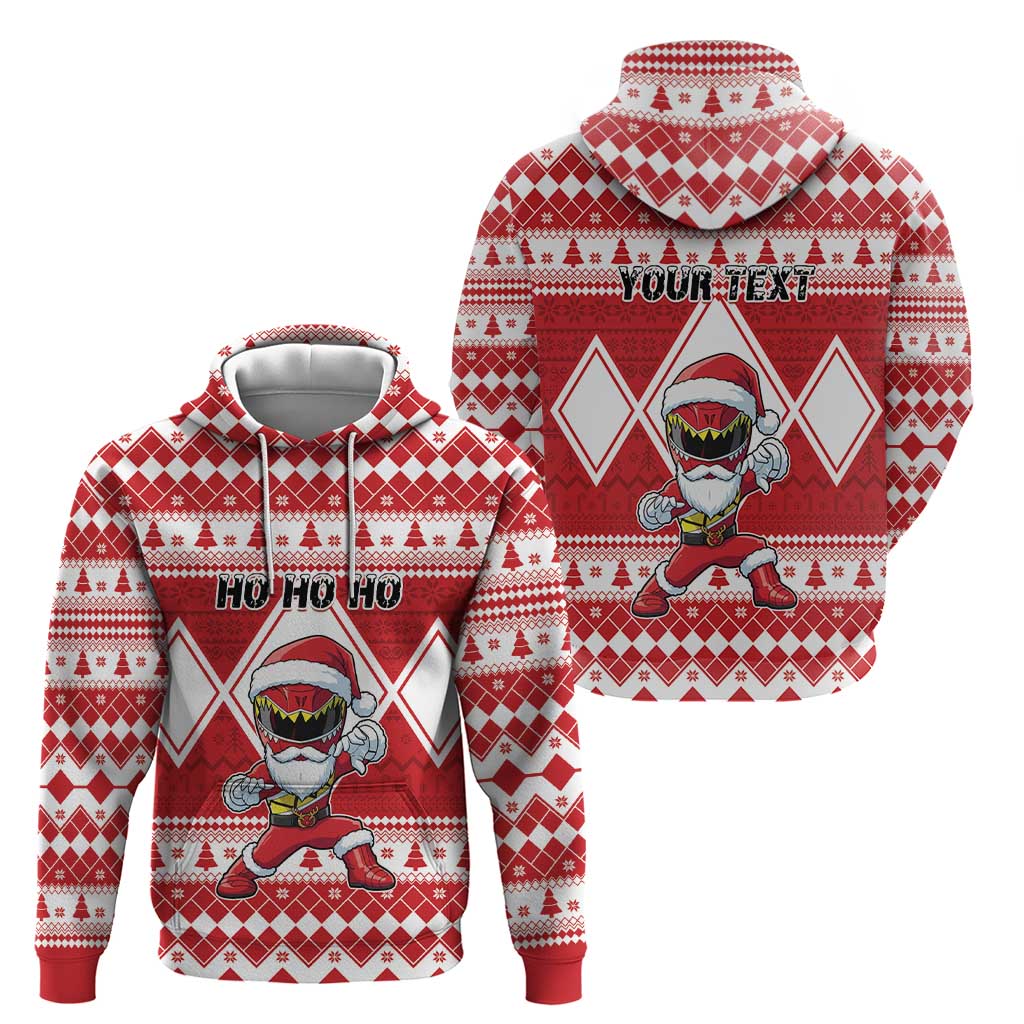 Personalized Power Red Ranger Santa Claus Hoodie Funny Christmas - Wonder Print Shop