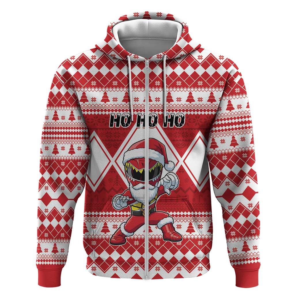 Personalized Power Red Ranger Santa Claus Hoodie Funny Christmas - Wonder Print Shop