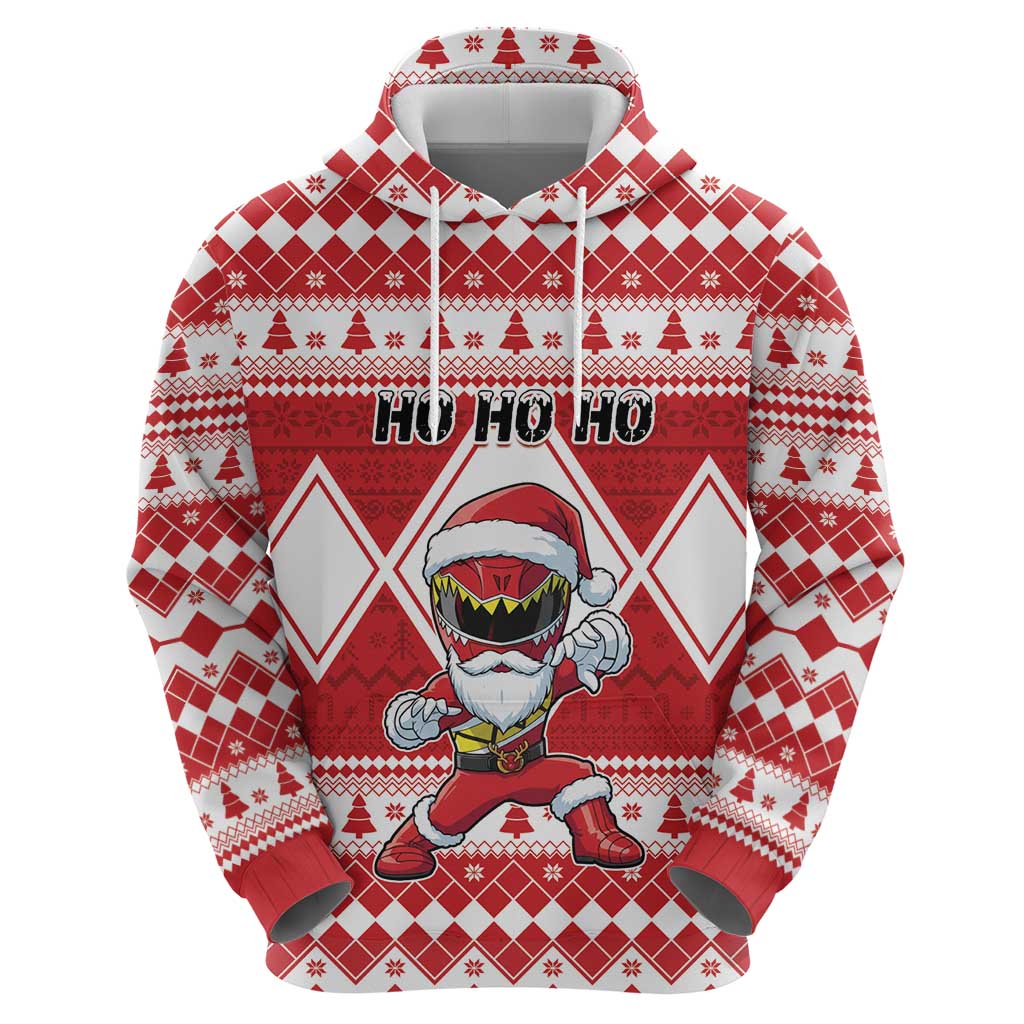 Personalized Power Red Ranger Santa Claus Hoodie Funny Christmas - Wonder Print Shop