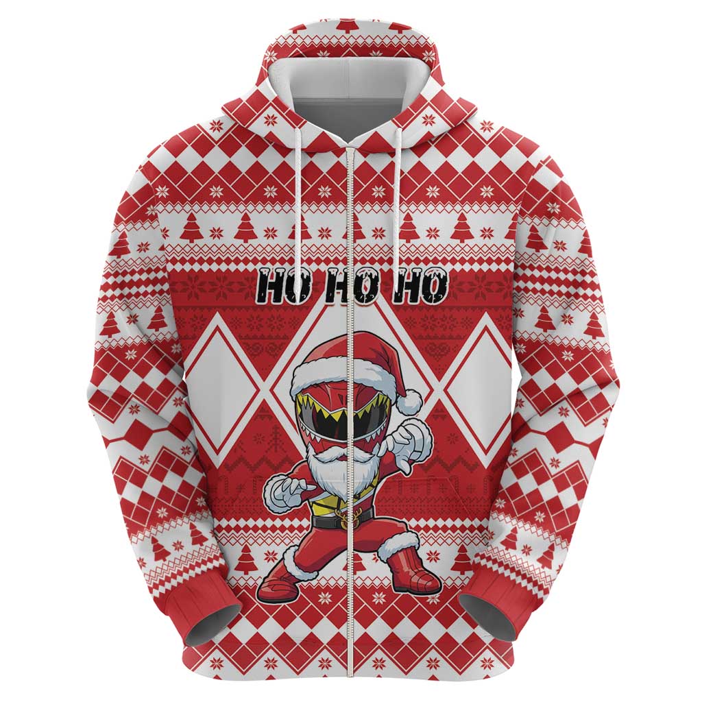 Personalized Power Red Ranger Santa Claus Hoodie Funny Christmas - Wonder Print Shop