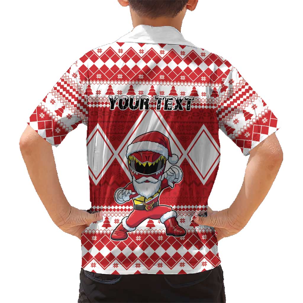 Personalized Power Red Ranger Santa Claus Kid Hawaiian Shirt Funny Christmas - Wonder Print Shop