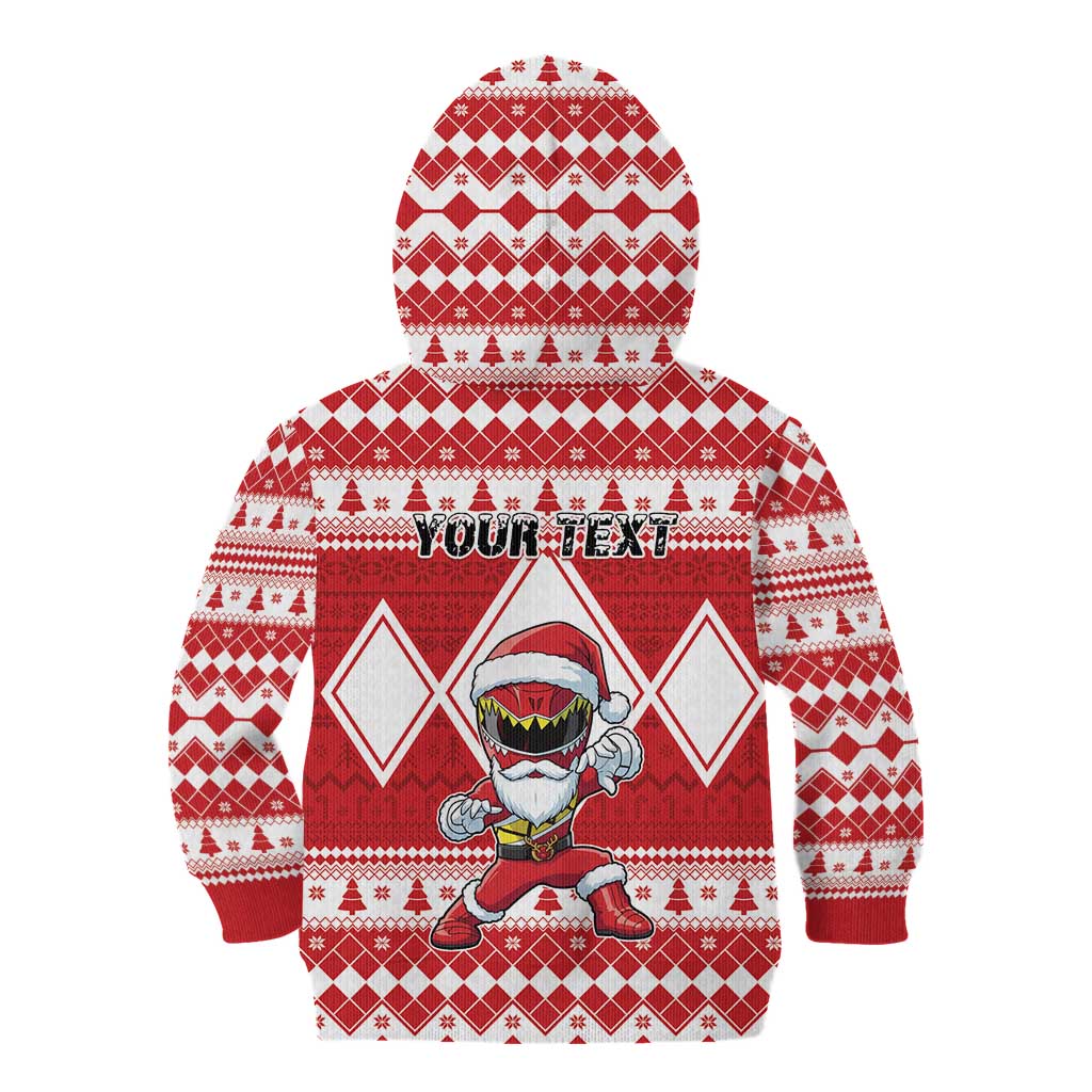 Personalized Power Red Ranger Santa Claus Kid Hoodie Funny Christmas - Wonder Print Shop