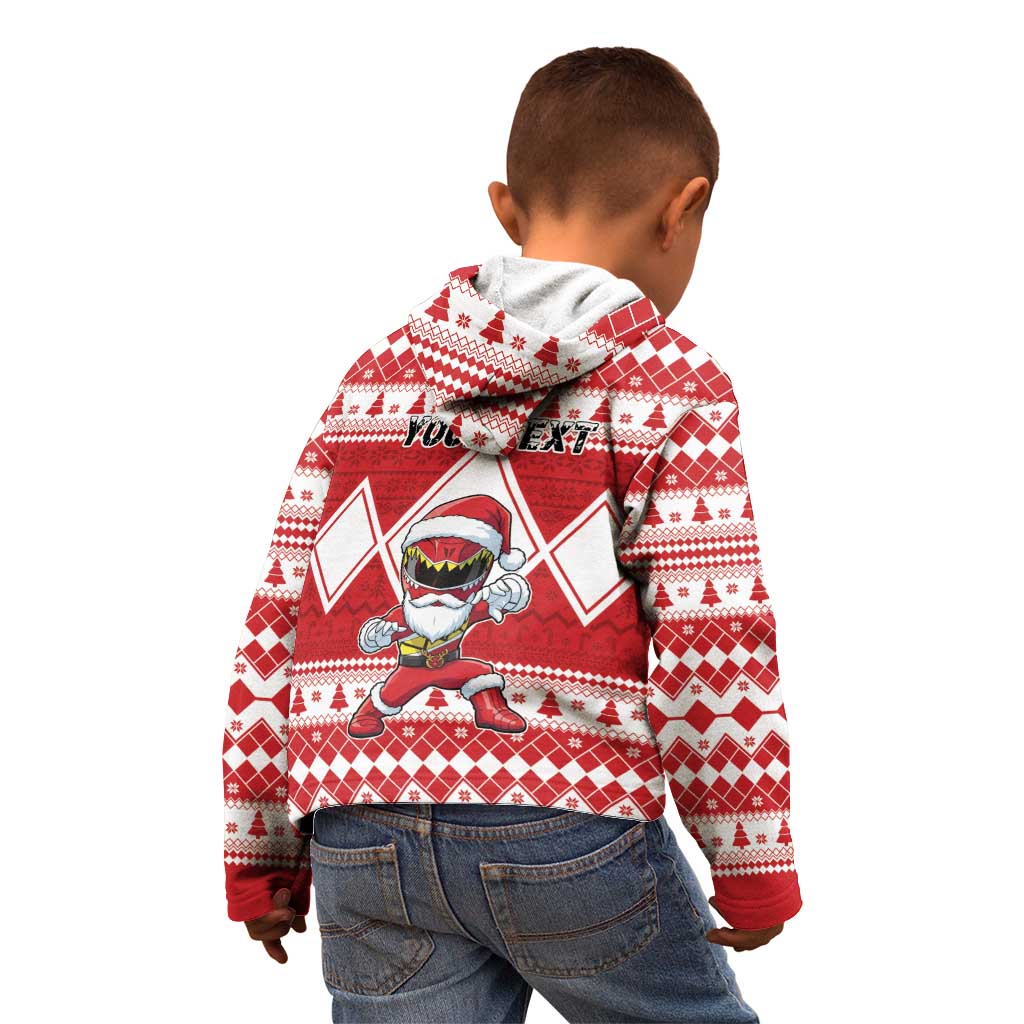 Personalized Power Red Ranger Santa Claus Kid Hoodie Funny Christmas - Wonder Print Shop