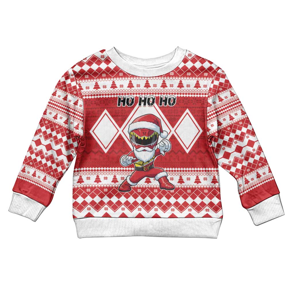 Power Red Ranger Santa Claus Kid Ugly Christmas Sweater Funny Christmas - Wonder Print Shop
