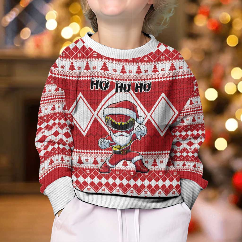 Power Red Ranger Santa Claus Kid Ugly Christmas Sweater Funny Christmas - Wonder Print Shop