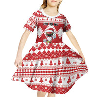 Personalized Power Red Ranger Santa Claus Kid Short Sleeve Dress Funny Christmas - Wonder Print Shop