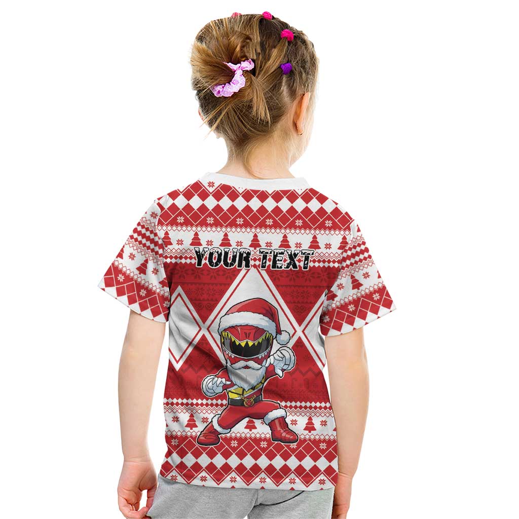 Personalized Power Red Ranger Santa Claus Kid T Shirt Funny Christmas - Wonder Print Shop
