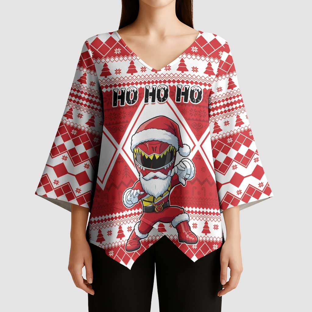 Personalized Power Red Ranger Santa Claus Kimono Sleeve Blouse Funny Christmas - Wonder Print Shop