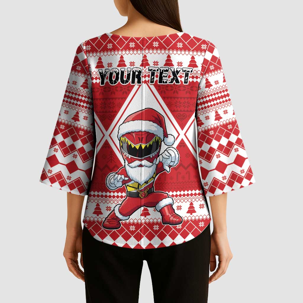 Personalized Power Red Ranger Santa Claus Kimono Sleeve Blouse Funny Christmas - Wonder Print Shop