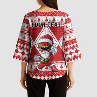 Personalized Power Red Ranger Santa Claus Kimono Sleeve Blouse Funny Christmas - Wonder Print Shop