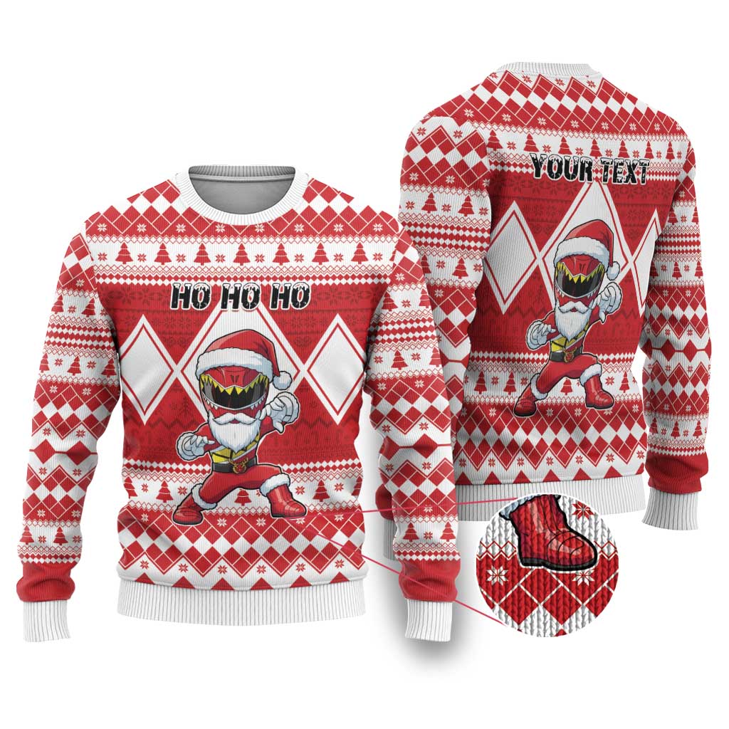Power Red Ranger Santa Claus Ugly Christmas Sweater Funny Christmas - Wonder Print Shop