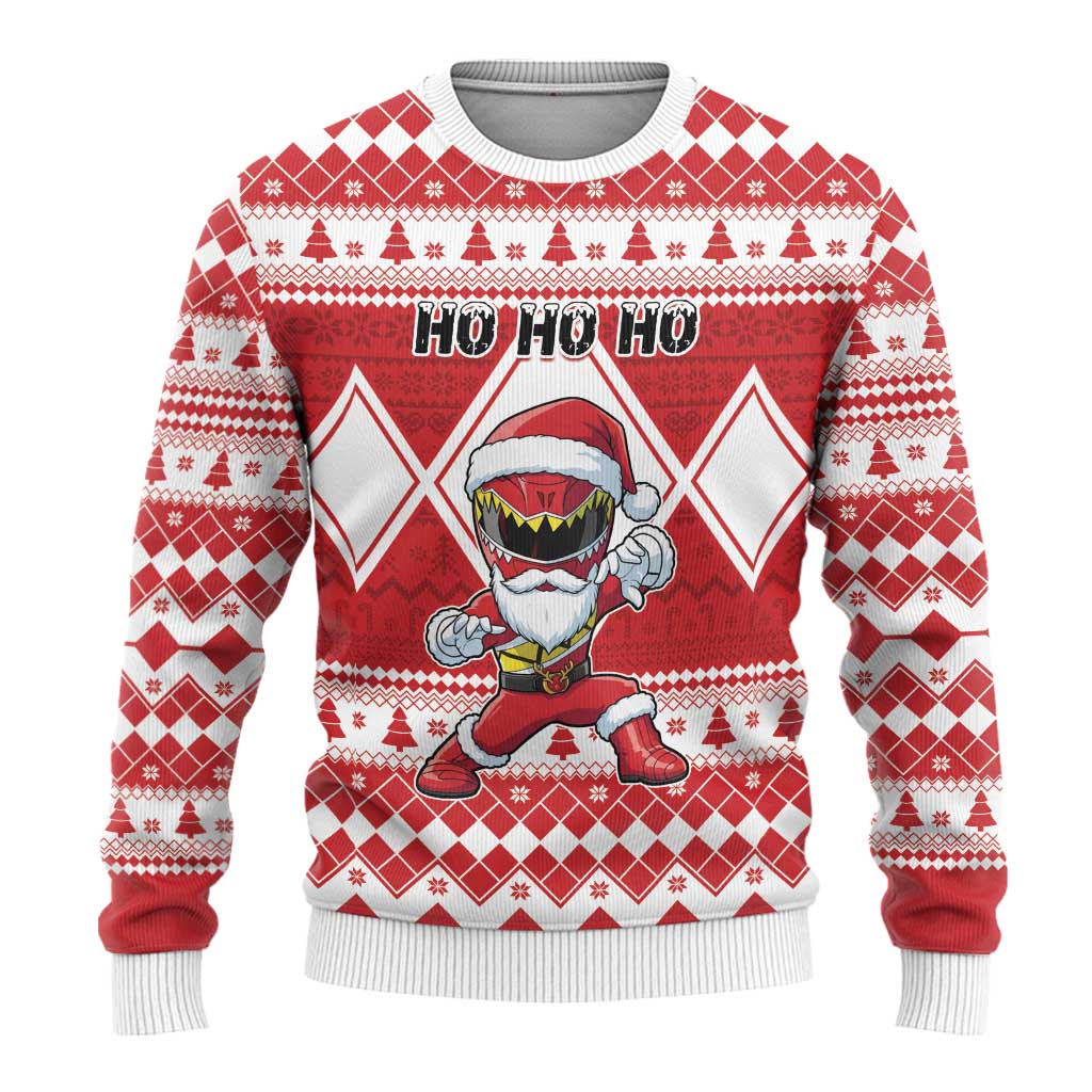 Power Red Ranger Santa Claus Ugly Christmas Sweater Funny Christmas - Wonder Print Shop