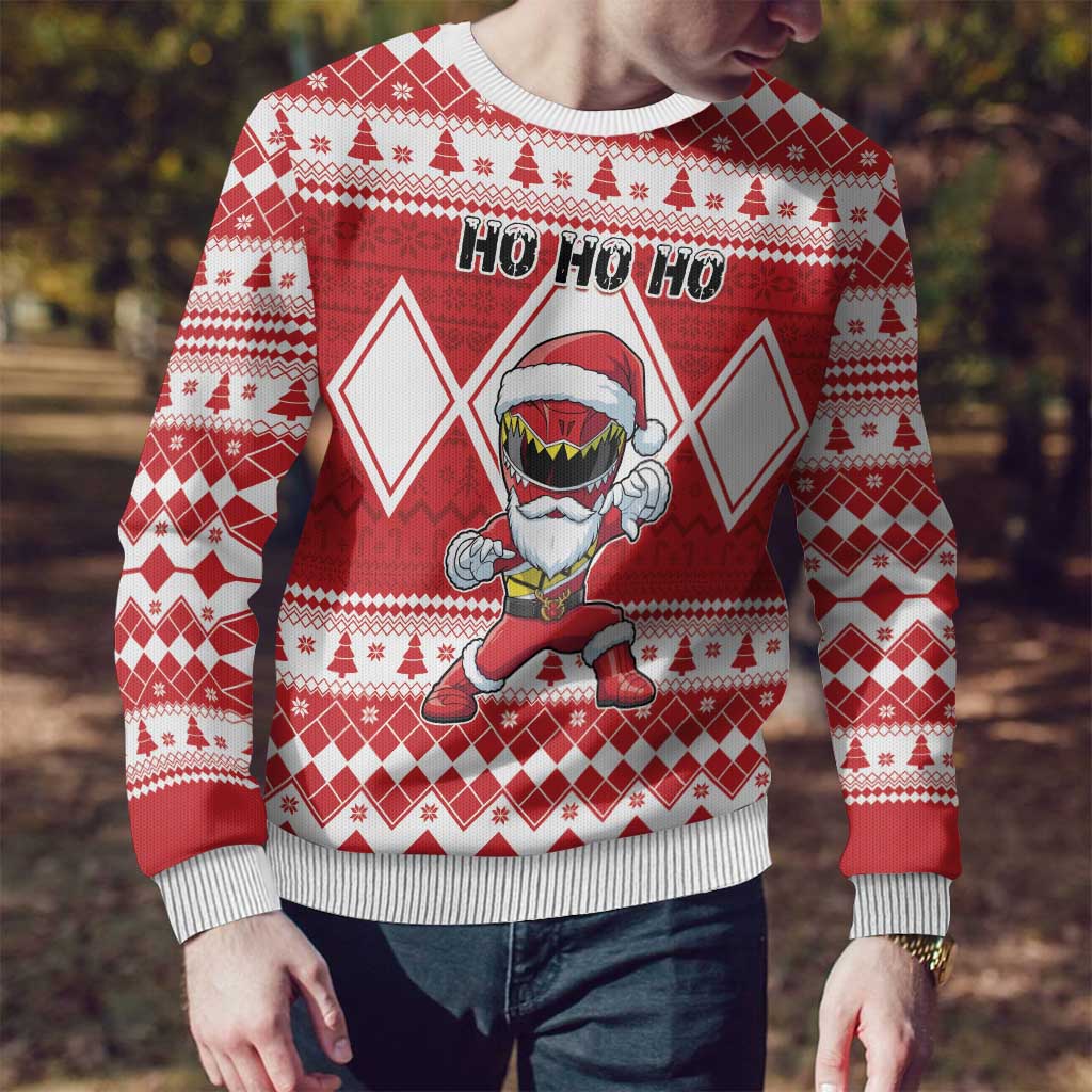 Power Red Ranger Santa Claus Ugly Christmas Sweater Funny Christmas - Wonder Print Shop