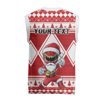 Power Red Ranger Santa Claus Christmas Knitted V-Neck Vest Funny Christmas - Wonder Print Shop