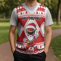 Power Red Ranger Santa Claus Christmas Knitted V-Neck Vest Funny Christmas - Wonder Print Shop