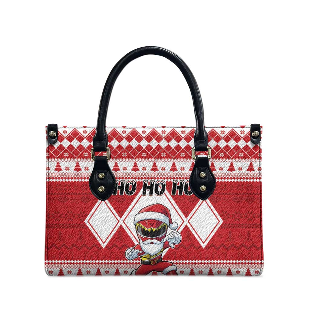 Power Red Ranger Santa Claus Leather Bag Funny Christmas - Wonder Print Shop