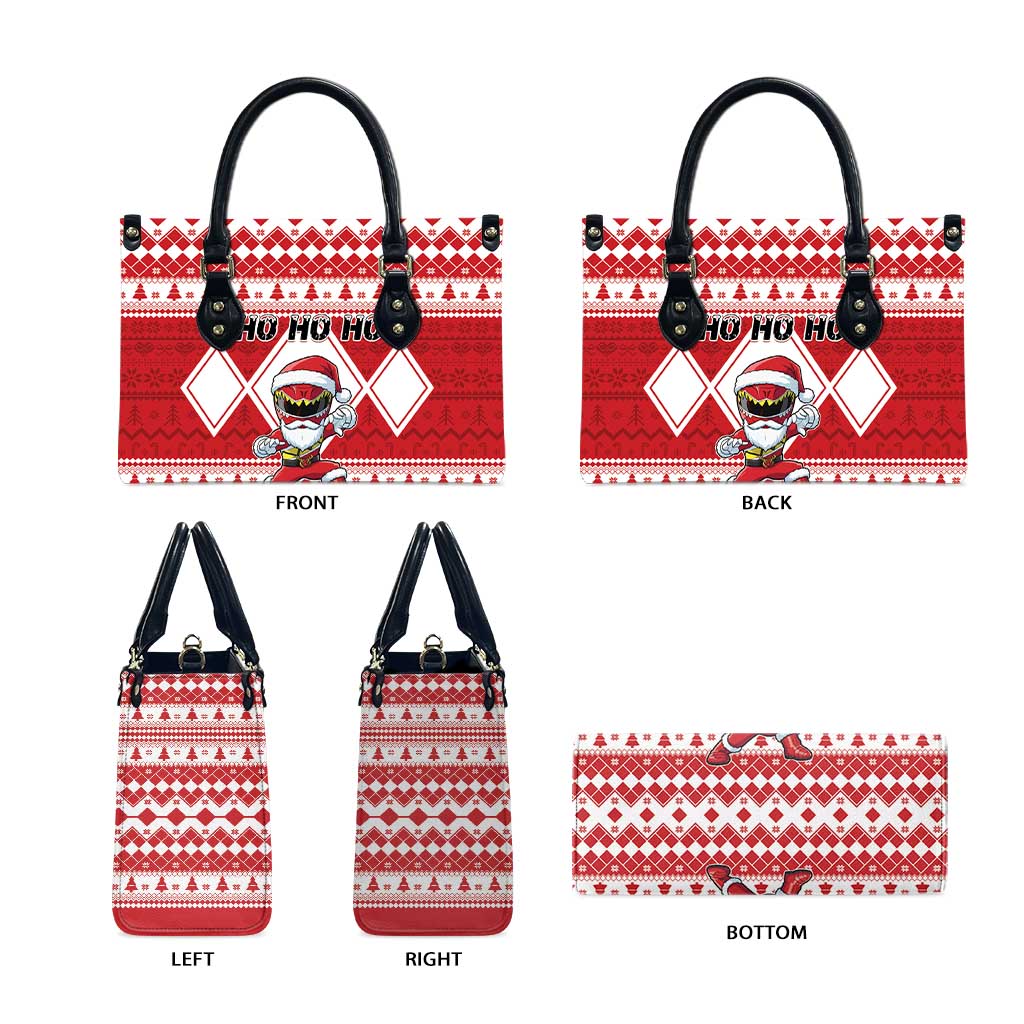 Power Red Ranger Santa Claus Leather Bag Funny Christmas - Wonder Print Shop