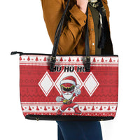 Power Red Ranger Santa Claus Leather Tote Bag Funny Christmas - Wonder Print Shop