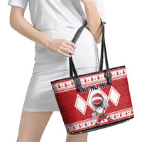 Power Red Ranger Santa Claus Leather Tote Bag Funny Christmas - Wonder Print Shop