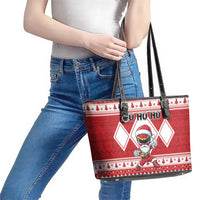 Power Red Ranger Santa Claus Leather Tote Bag Funny Christmas - Wonder Print Shop