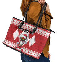 Power Red Ranger Santa Claus Leather Tote Bag Funny Christmas - Wonder Print Shop