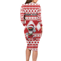 Personalized Power Red Ranger Santa Claus Long Sleeve Bodycon Dress Funny Christmas - Wonder Print Shop