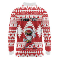 Personalized Power Red Ranger Santa Claus Long Sleeve Polo Shirt Funny Christmas - Wonder Print Shop