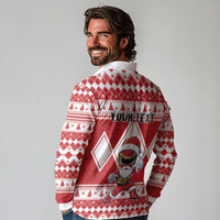 Personalized Power Red Ranger Santa Claus Long Sleeve Polo Shirt Funny Christmas - Wonder Print Shop