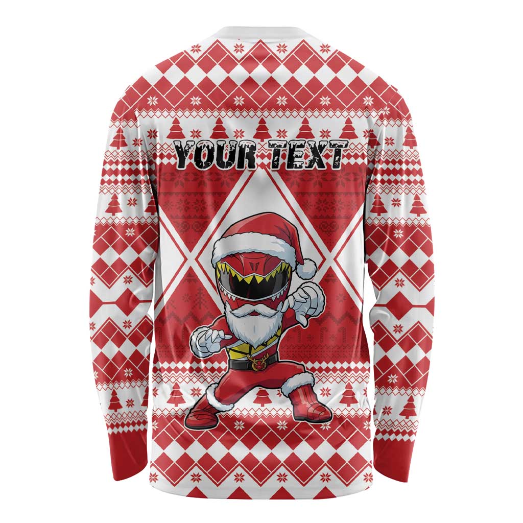 Personalized Power Red Ranger Santa Claus Long Sleeve Shirt Funny Christmas - Wonder Print Shop