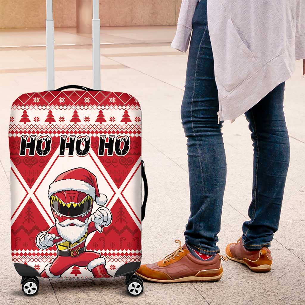 Power Red Ranger Santa Claus Luggage Cover Funny Christmas - Wonder Print Shop