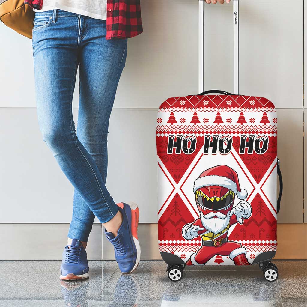 Power Red Ranger Santa Claus Luggage Cover Funny Christmas - Wonder Print Shop