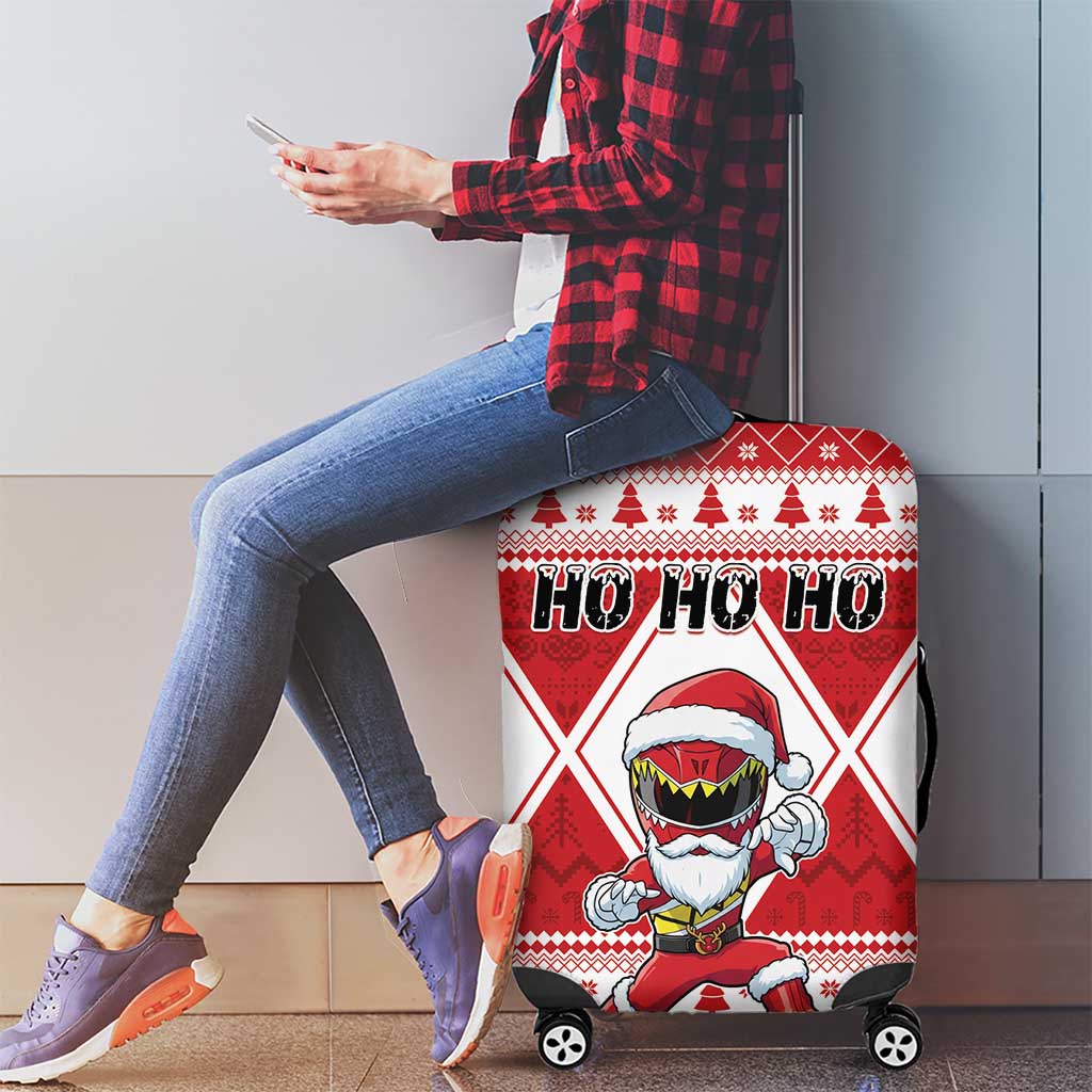 Power Red Ranger Santa Claus Luggage Cover Funny Christmas - Wonder Print Shop