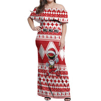 Personalized Power Red Ranger Santa Claus Off Shoulder Maxi Dress Funny Christmas - Wonder Print Shop