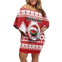 Personalized Power Red Ranger Santa Claus Off Shoulder Short Dress Funny Christmas - Wonder Print Shop