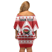 Personalized Power Red Ranger Santa Claus Off Shoulder Short Dress Funny Christmas - Wonder Print Shop