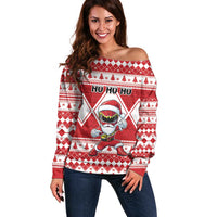 Personalized Power Red Ranger Santa Claus Off Shoulder Sweater Funny Christmas - Wonder Print Shop