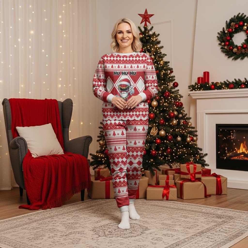 Power Red Ranger Santa Claus Christmas Pajama Set Funny Christmas - Wonder Print Shop