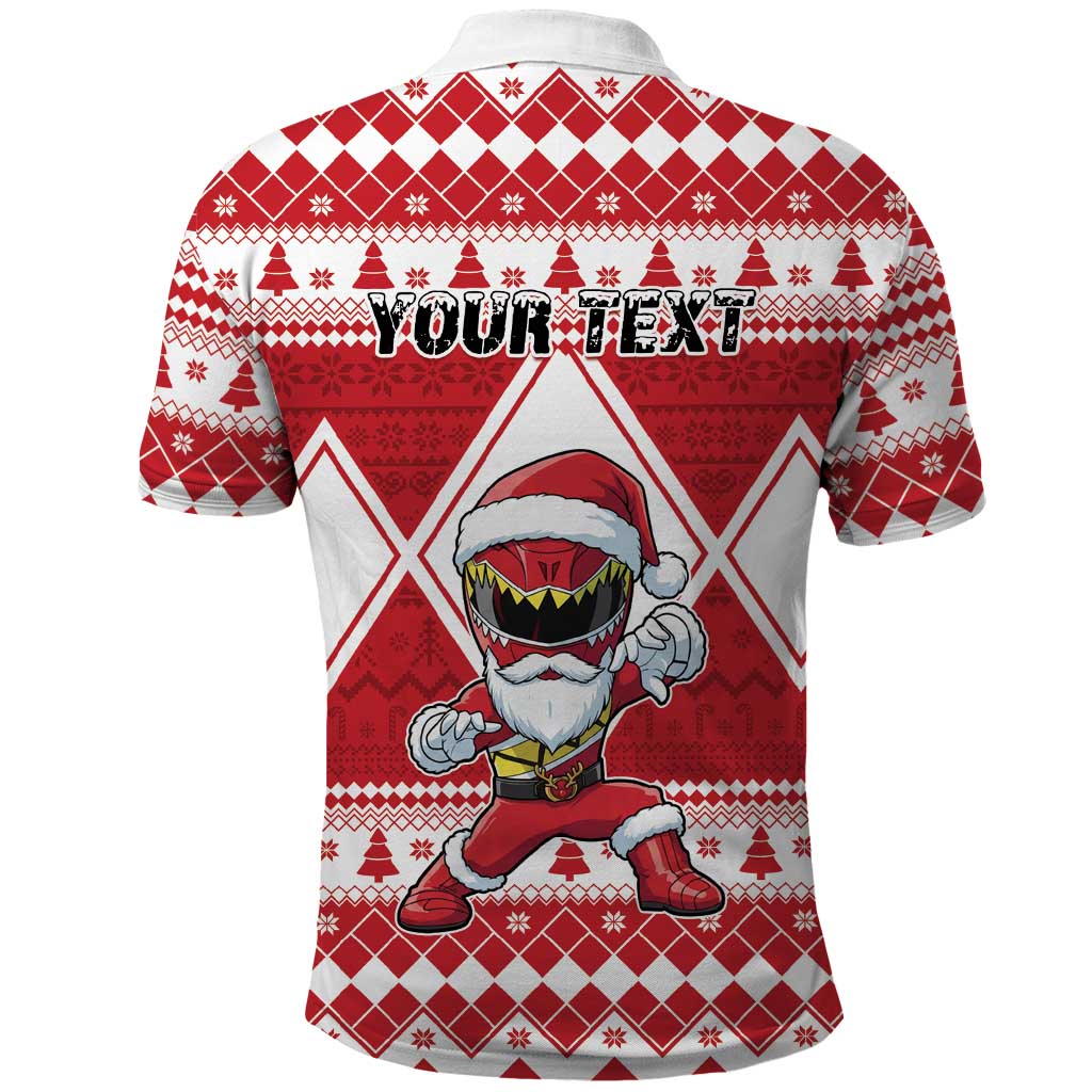 Personalized Power Red Ranger Santa Claus Polo Shirt Funny Christmas - Wonder Print Shop