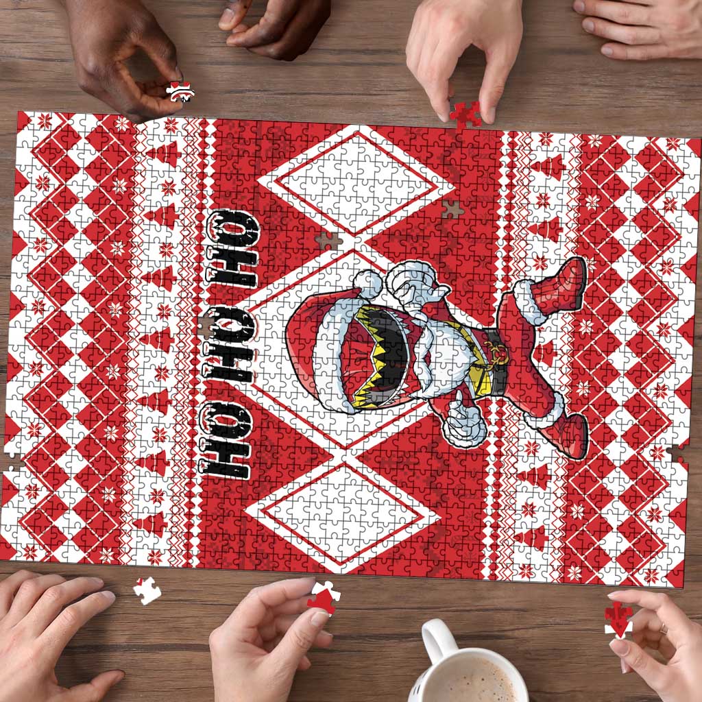 Power Red Ranger Santa Claus Puzzle Funny Christmas - Wonder Print Shop