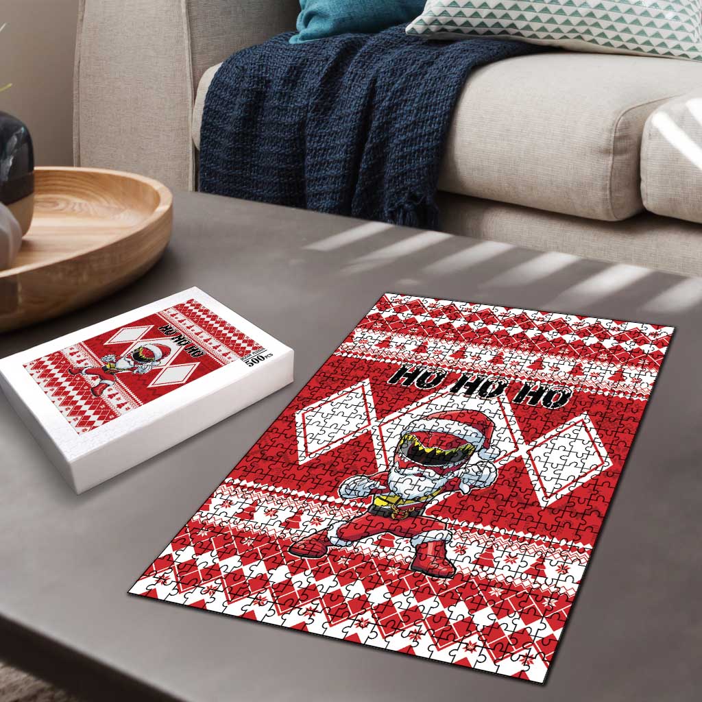 Power Red Ranger Santa Claus Puzzle Funny Christmas - Wonder Print Shop