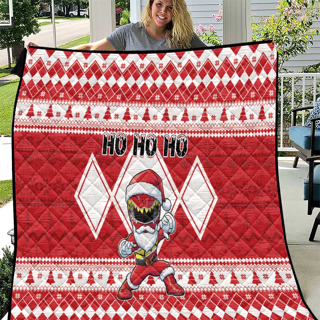 Power Red Ranger Santa Claus Quilt Funny Christmas - Wonder Print Shop
