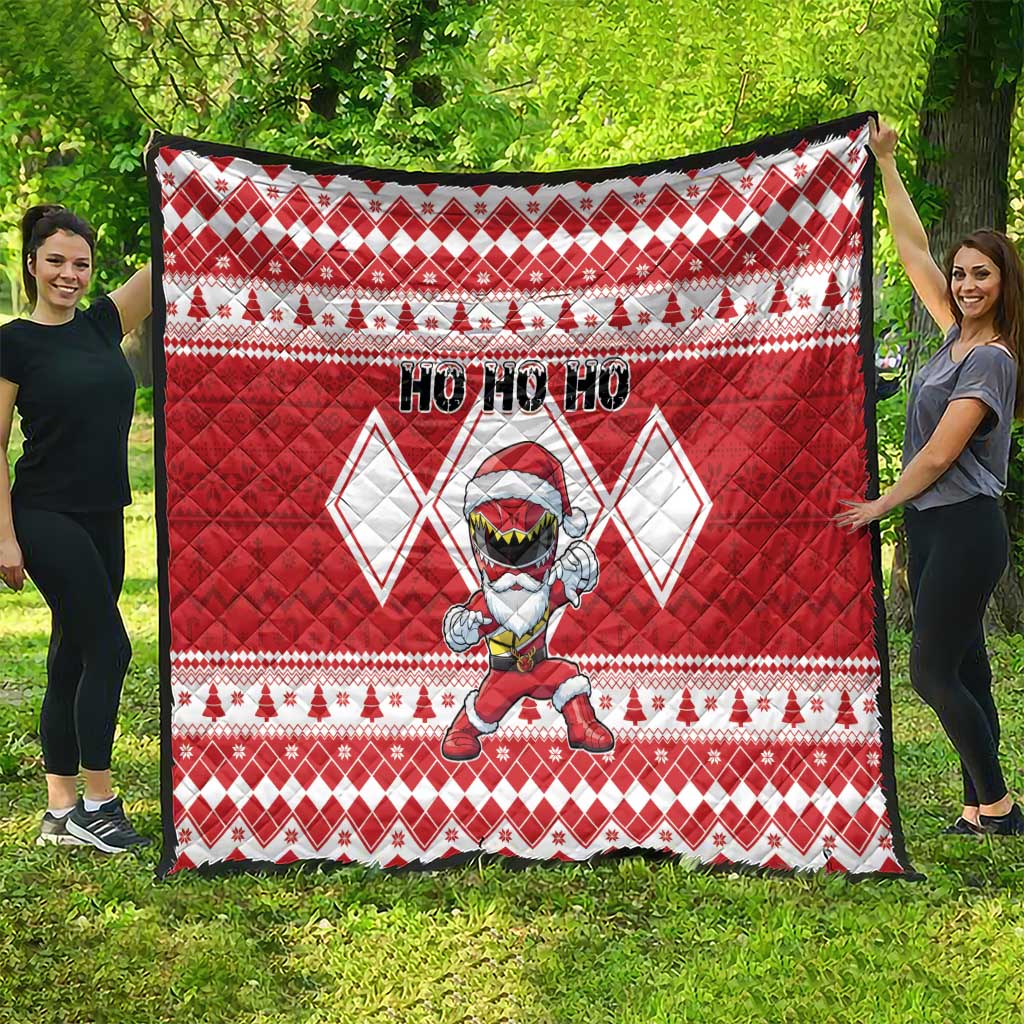 Power Red Ranger Santa Claus Quilt Funny Christmas - Wonder Print Shop