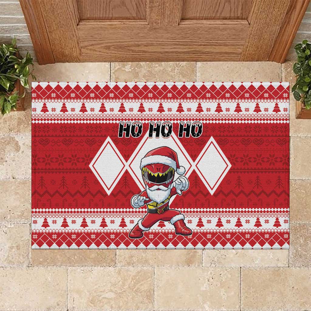 Power Red Ranger Santa Claus Rubber Doormat Funny Christmas - Wonder Print Shop