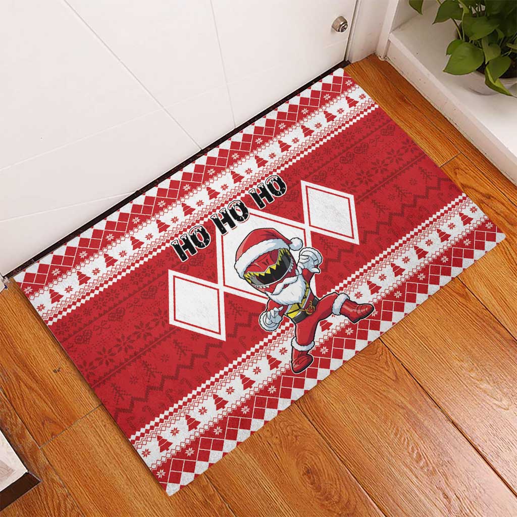 Power Red Ranger Santa Claus Rubber Doormat Funny Christmas - Wonder Print Shop