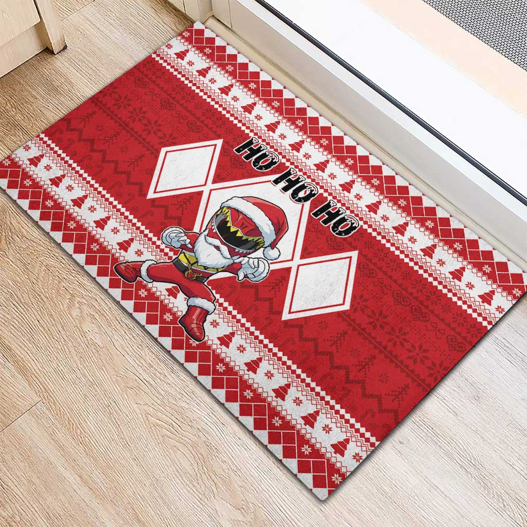 Power Red Ranger Santa Claus Rubber Doormat Funny Christmas - Wonder Print Shop